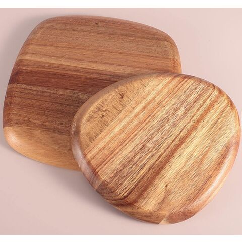 Platos de Madera de Acacia con Diseño Moderno - Platos Desechables para Cena, Juego de Vajilla para Hoteles, Accesorios de Cocina Pulidos a Mano