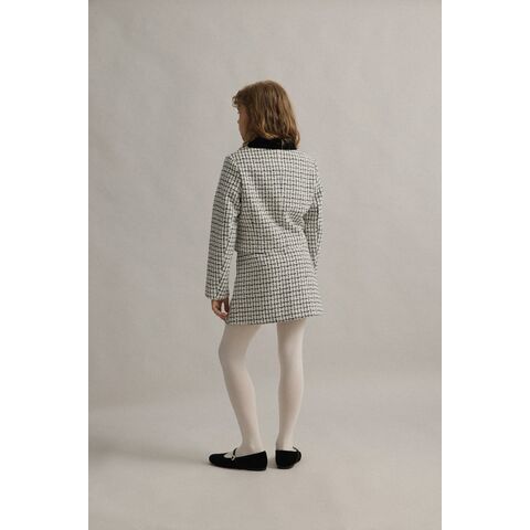 Ensembles de costumes pour enfants personnalisés en gros, conception de haute qualité, tissage jacquard, garniture contrastée, mini-jupe courte pour vêtements d'automne pour filles