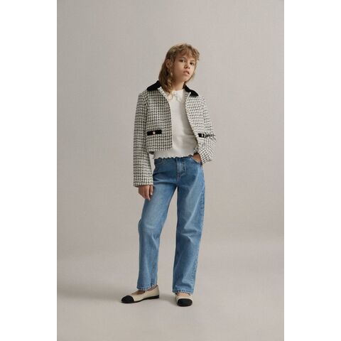 Ensembles de costumes pour enfants personnalisés en gros, conception de haute qualité, tissage jacquard, garniture contrastée, mini-jupe courte pour vêtements d'automne pour filles