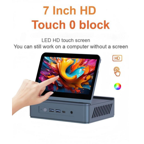 Mini PC con pantalla táctil de 7 pulgadas, ordenador Windows portátil de alta gama, escritorio compacto con USB-C, HDMI, WiFi, para uso en oficina y viajes