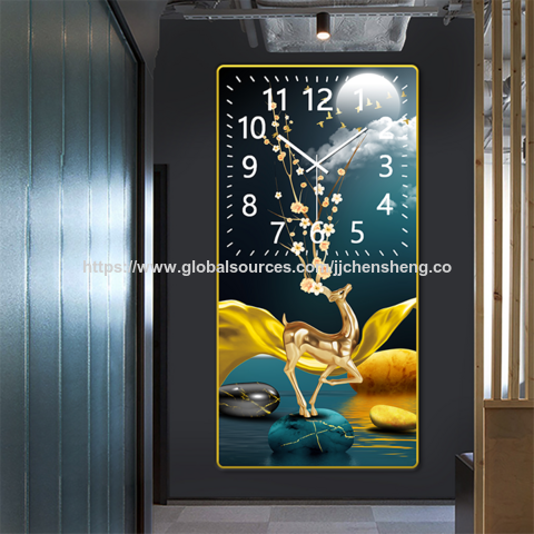 Reloj de pared decorativo de porcelana de cristal de lujo ligero de gran venta, reloj de pared para decoración del hogar