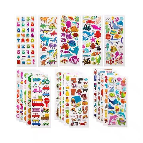 Adhesivos Personalizados Coloridos para Niños, Impermeables, Decorativos para Pared, 3D, Tipo Puffy para DIY
