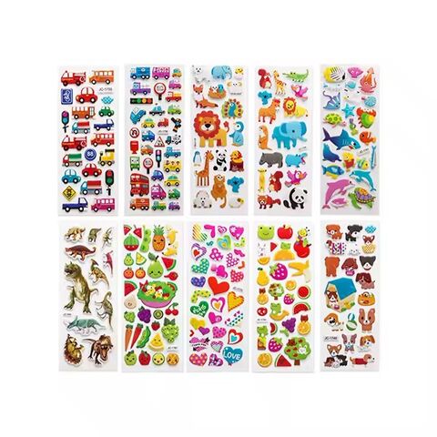 Adhesivos Personalizados Coloridos para Niños, Impermeables, Decorativos para Pared, 3D, Tipo Puffy para DIY