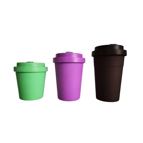 Taza de café de melamina con tapa, sin BPA, ecológica, biodegradable, taza de viaje