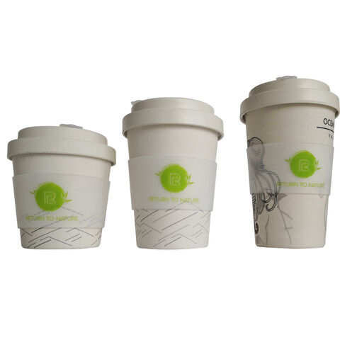 Taza de café de melamina con tapa, sin BPA, ecológica, biodegradable, taza de viaje