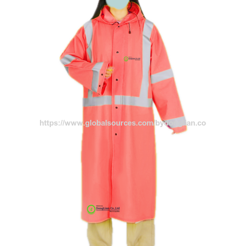 Equipo de protección contra la lluvia, impermeable largo de alta visibilidad amarillo, abrigo de seguridad para protección contra la lluvia para seguridad