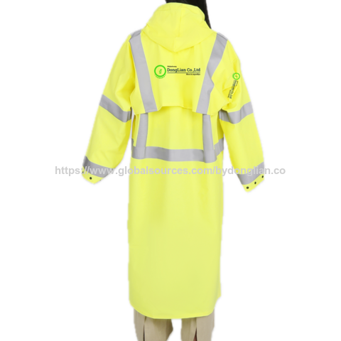 Equipo de protección contra la lluvia, impermeable largo de alta visibilidad amarillo, abrigo de seguridad para protección contra la lluvia para seguridad