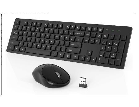 Wireless Keyboard Mouse Combo, 2.4ghz Slim Full-sized Silent Wireless ...