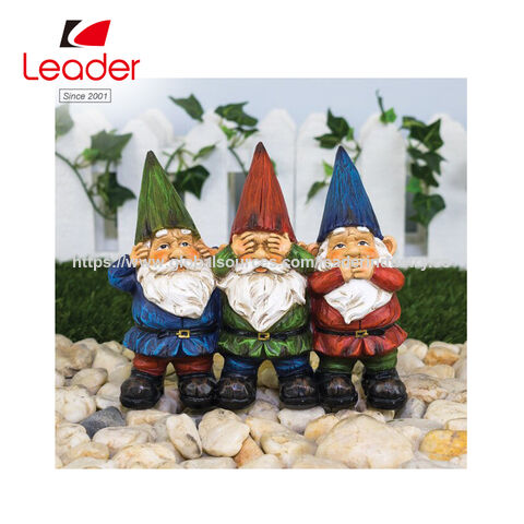 Trio de Gnomes N'entends Pas Ne Vois Pas Ne Parle Pas Statue de Gnome en Résine Décoration de Jardin Extérieur