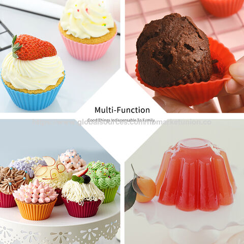 Moldes de silicona para magdalenas y cupcakes sin BPA, moldes redondos de papel para hornear magdalenas