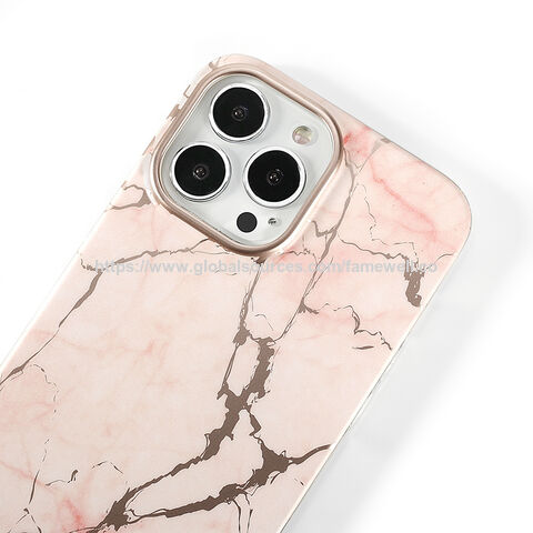 Elegante Funda Rosa de Mármol Pulido para Teléfono, Anti-Arañazos, Antigolpes, Protectora para iPhone 13