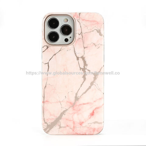 Elegante Funda Rosa de Mármol Pulido para Teléfono, Anti-Arañazos, Antigolpes, Protectora para iPhone 13