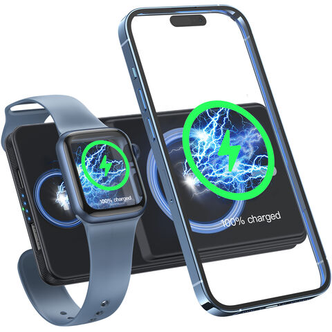 Fábrica 2 en 1 Carga Magnética 10000mAh Power Bank Cargador Inalámbrico Portátil Para Reloj 5W Carga Rápida Inalámbrica 10000mAh Power Bank