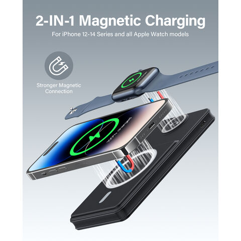 Fábrica 2 en 1 Carga Magnética 10000mAh Power Bank Cargador Inalámbrico Portátil Para Reloj 5W Carga Rápida Inalámbrica 10000mAh Power Bank