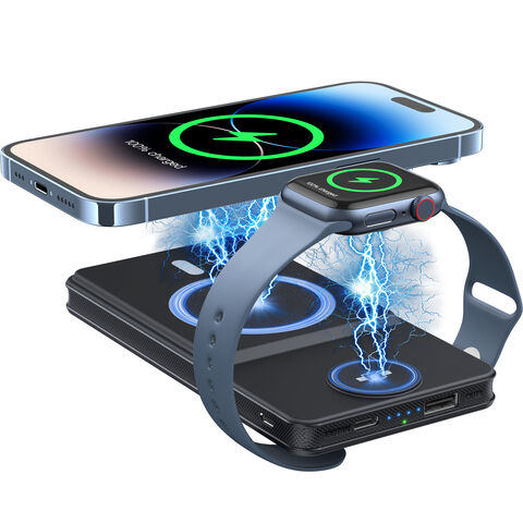 Fábrica 2 en 1 Carga Magnética 10000mAh Power Bank Cargador Inalámbrico Portátil Para Reloj 5W Carga Rápida Inalámbrica 10000mAh Power Bank