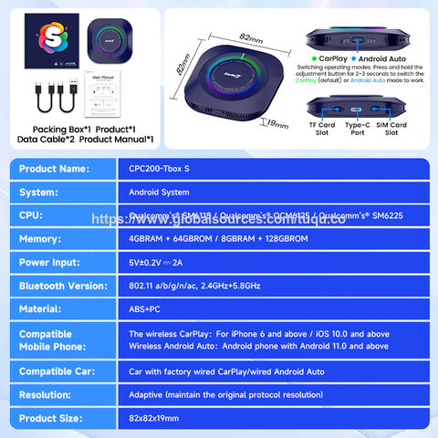Carlinkit Android 13 8GB 128GB Car Smart Box Android Auto Inalámbrico CarPlay Adaptador Tbox S2P 6115 Video TV Box Appl Car Play
