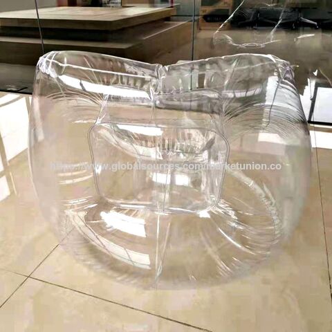 Sofá Hinchable Transparente Tipo Puf, 86 cm, Sofá Perezoso para Interior/Exterior