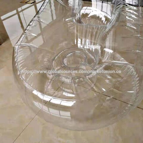 Sofá Hinchable Transparente Tipo Puf, 86 cm, Sofá Perezoso para Interior/Exterior