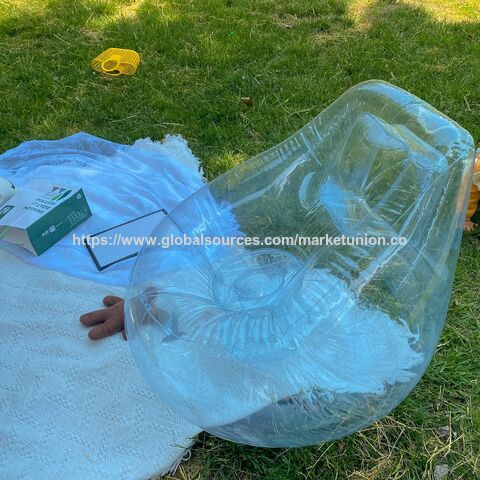 Sofá Hinchable Transparente Tipo Puf, 86 cm, Sofá Perezoso para Interior/Exterior