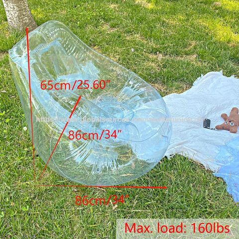 Sofá Hinchable Transparente Tipo Puf, 86 cm, Sofá Perezoso para Interior/Exterior