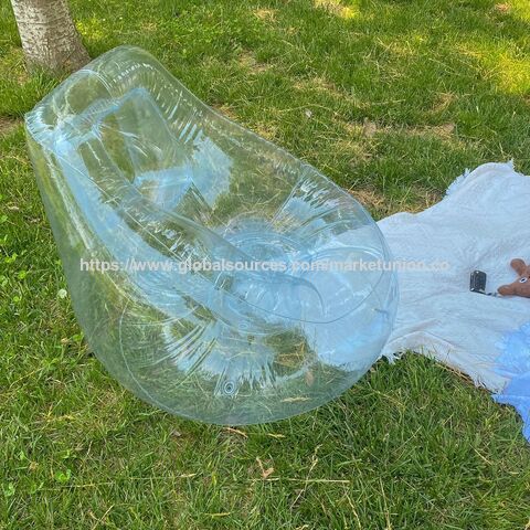 Sofá Hinchable Transparente Tipo Puf, 86 cm, Sofá Perezoso para Interior/Exterior