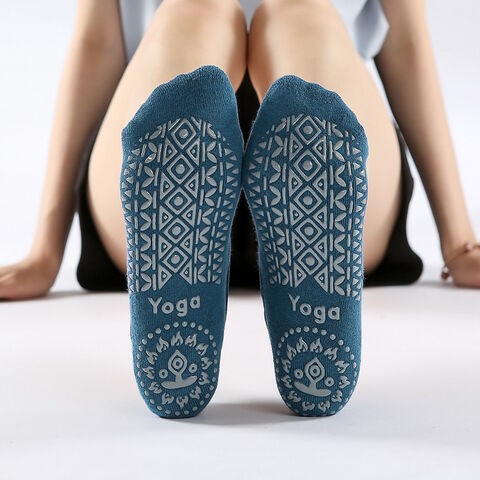 Meias de yoga caneladas espessas, absorventes de suor e antiderrapantes para pilates e dança