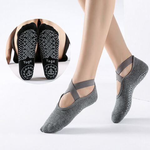 Meias de yoga caneladas espessas, absorventes de suor e antiderrapantes para pilates e dança