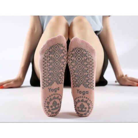 Meias de yoga caneladas espessas, absorventes de suor e antiderrapantes para pilates e dança