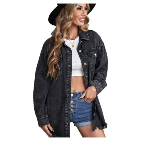 Großhandel Hot Selling Washed Denim Jacke Frühling Herbst Oversized Einreihige Langarm Casual Mantel