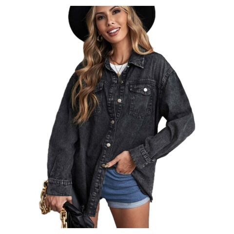 Großhandel Hot Selling Washed Denim Jacke Frühling Herbst Oversized Einreihige Langarm Casual Mantel