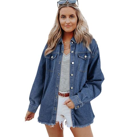 Großhandel Hot Selling Washed Denim Jacke Frühling Herbst Oversized Einreihige Langarm Casual Mantel