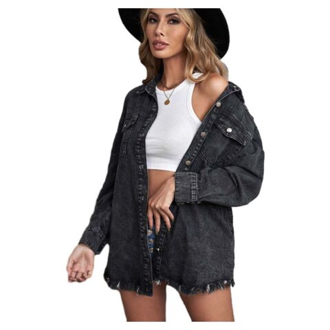 Großhandel Hot Selling Washed Denim Jacke Frühling Herbst Oversized Einreihige Langarm Casual Mantel