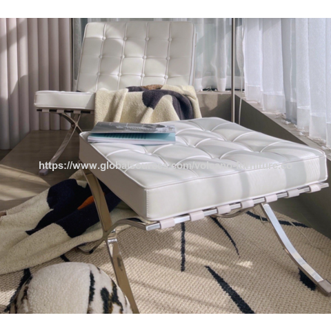 Cadeiras Barcelona OEM de couro com pernas de aço inoxidável para sala de estar, quarto, escritório, casa e hotéis