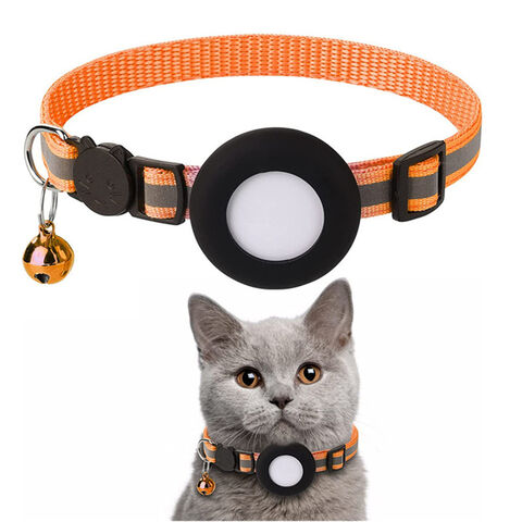 Individuell anpassbares, reflektierendes, verlustsicheres Hunde-Halsband aus Nylon-Silikon mit Airtag-Halterung und Glöckchen