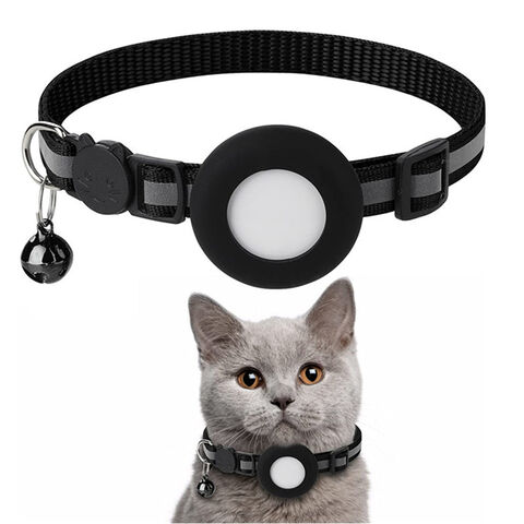 Individuell anpassbares, reflektierendes, verlustsicheres Hunde-Halsband aus Nylon-Silikon mit Airtag-Halterung und Glöckchen