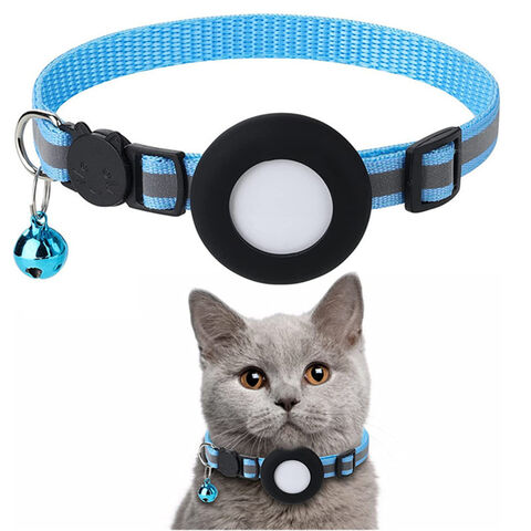 Individuell anpassbares, reflektierendes, verlustsicheres Hunde-Halsband aus Nylon-Silikon mit Airtag-Halterung und Glöckchen
