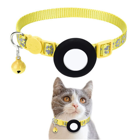 Individuell anpassbares, reflektierendes, verlustsicheres Hunde-Halsband aus Nylon-Silikon mit Airtag-Halterung und Glöckchen