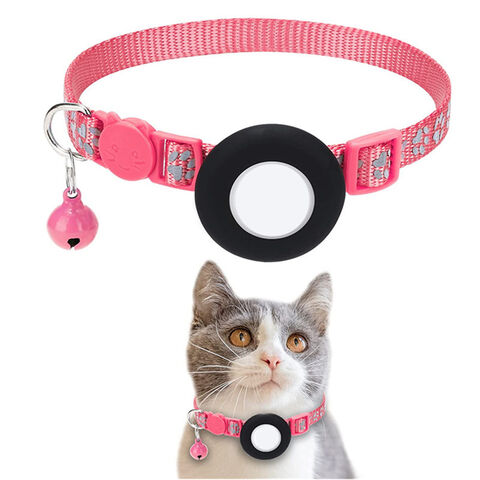 Individuell anpassbares, reflektierendes, verlustsicheres Hunde-Halsband aus Nylon-Silikon mit Airtag-Halterung und Glöckchen