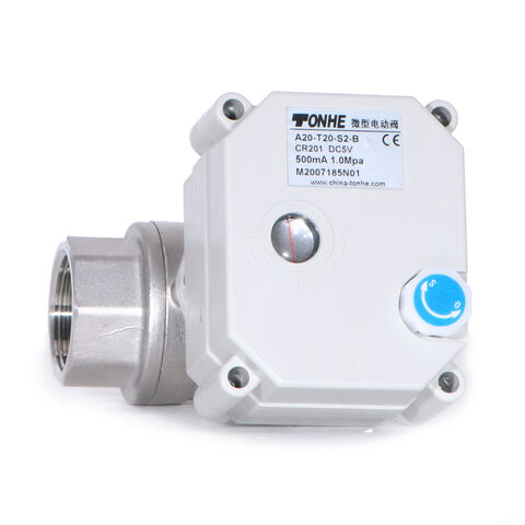 Válvula de bola motorizada de acero inoxidable NSF61 con control eléctrico bidireccional para flujo de agua, con operación manual (T20-S2-B)