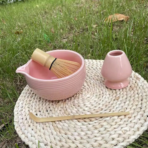 Individuelles Matcha-Besen-Set, Matcha-Set, Bambusschale, Rosa Matcha-Set