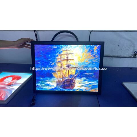 Boîte Lumineuse Publicitaire LED RGB à Cadre Clic en Aluminium Noir en Gros pour Affiche d'Art Acrylique, Décoration Murale Maison 40x60 A2