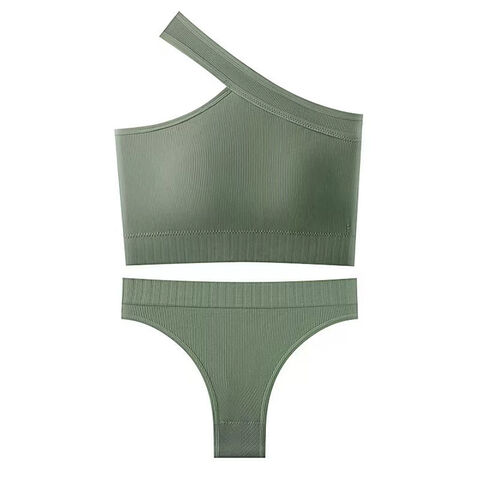 Ensembles de Yoga 2 Pièces Personnalisés, Soutien-Gorge de Sport Une Épaule, Vêtements de Sport Femme, Gym, Fitness, Tongs, Culottes, Ensembles de Sous-Vêtements