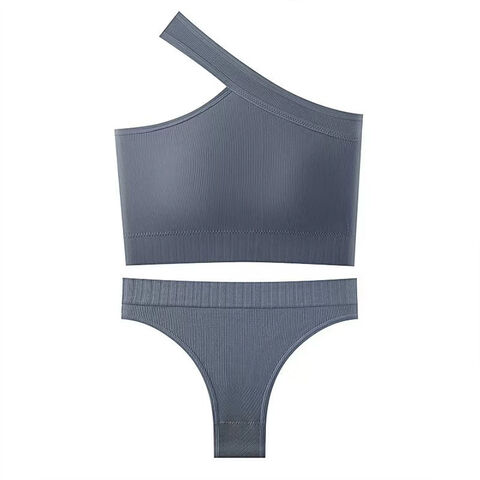 Ensembles de Yoga 2 Pièces Personnalisés, Soutien-Gorge de Sport Une Épaule, Vêtements de Sport Femme, Gym, Fitness, Tongs, Culottes, Ensembles de Sous-Vêtements