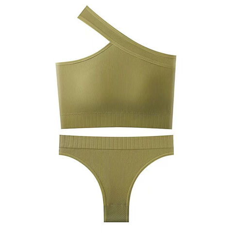 Ensembles de Yoga 2 Pièces Personnalisés, Soutien-Gorge de Sport Une Épaule, Vêtements de Sport Femme, Gym, Fitness, Tongs, Culottes, Ensembles de Sous-Vêtements