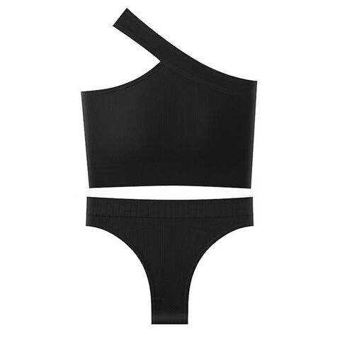 Ensembles de Yoga 2 Pièces Personnalisés, Soutien-Gorge de Sport Une Épaule, Vêtements de Sport Femme, Gym, Fitness, Tongs, Culottes, Ensembles de Sous-Vêtements