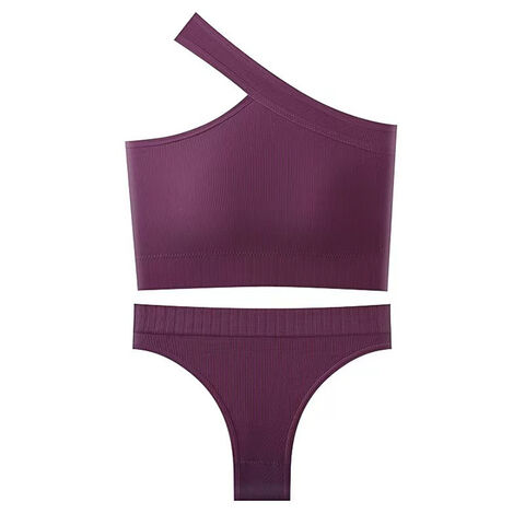 Ensembles de Yoga 2 Pièces Personnalisés, Soutien-Gorge de Sport Une Épaule, Vêtements de Sport Femme, Gym, Fitness, Tongs, Culottes, Ensembles de Sous-Vêtements
