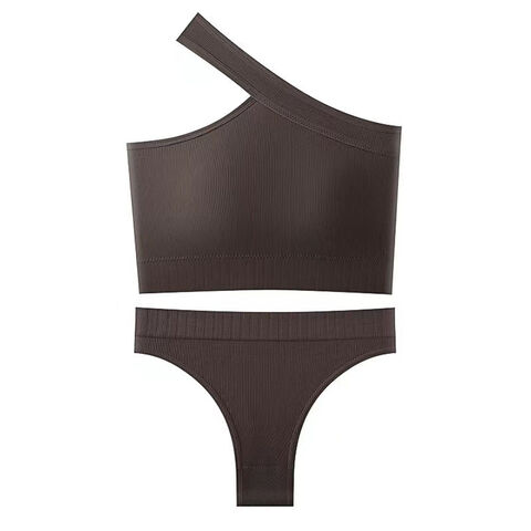 Ensembles de Yoga 2 Pièces Personnalisés, Soutien-Gorge de Sport Une Épaule, Vêtements de Sport Femme, Gym, Fitness, Tongs, Culottes, Ensembles de Sous-Vêtements