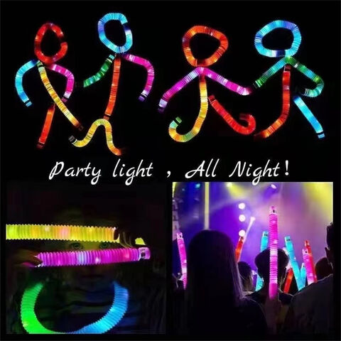 Leuchtendes Pop Tube Neuheit DIY Stressabbau Sensorisches Zappelspielzeug Flexibles Rohrspielzeug mit LED-Licht