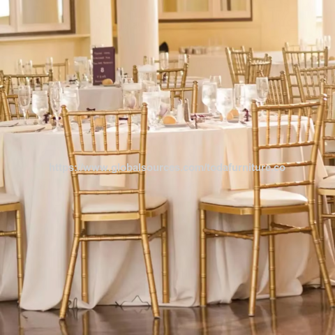Cadeiras Chiavari Tiffany de luxo modernas por atacado, elegantes, resistentes, empilháveis de metal para banquetes e hotéis para locais de eventos