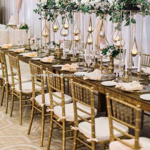 Cadeiras Chiavari Tiffany de luxo modernas por atacado, elegantes, resistentes, empilháveis de metal para banquetes e hotéis para locais de eventos